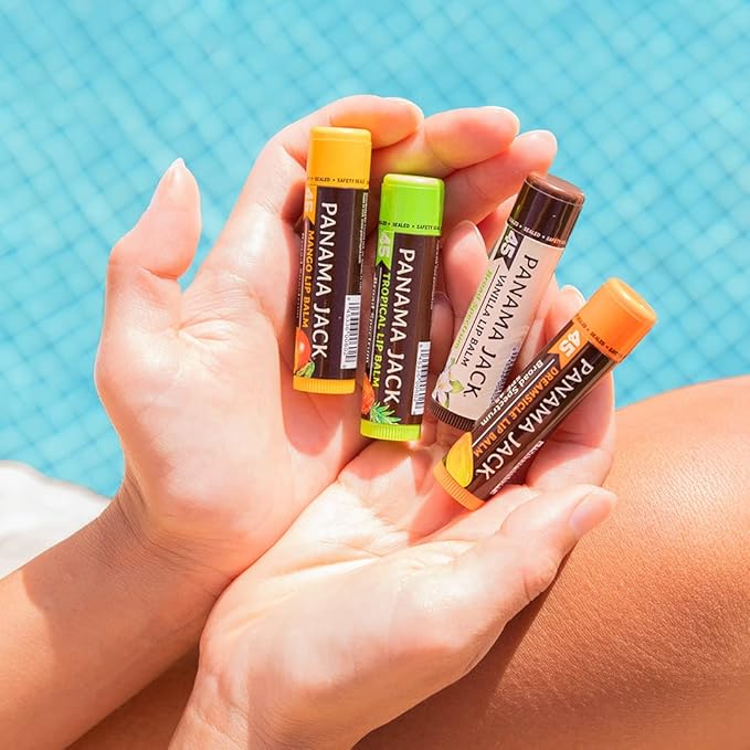 Panama Jack Sunscreen Lip Balm - SPF 45, Broad Spectrum UVA-UVB Sunscreen Protection, Prevents & Soothes Dry, Chapped Lips, Mango, 12-pack