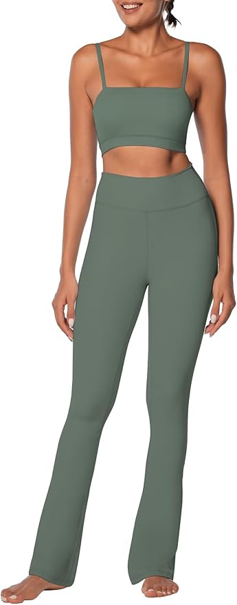 Sunzel High Waist Mini Flared Leggings for Women, Tummy Control Casual Flare Yoga Pants for Yoga Workout Gym