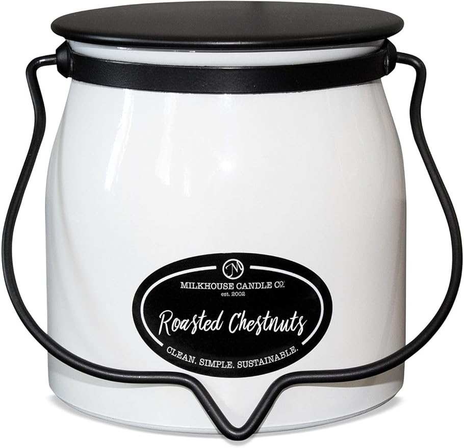 Milkhouse Candle Company - Roasted Chestnuts - Creamery Collection - 16oz Double Cotton Wick Soy Candles with Beeswax - Long Burn Time, Made in The USA - Non Toxic, Premium Scented Candles