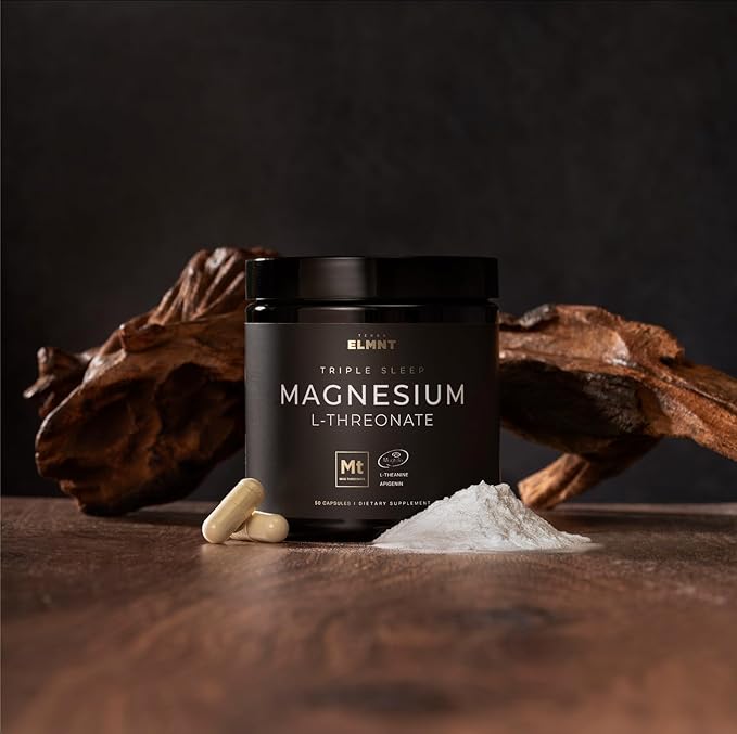 ELMNT Triple Sleep Magnesium Threonate w. Apigenin, Theanine & Magtein Magnesium L-Threonate - High Absorption Magnesium Supplement Capsules for Men and Women Magnesium Powder Pills