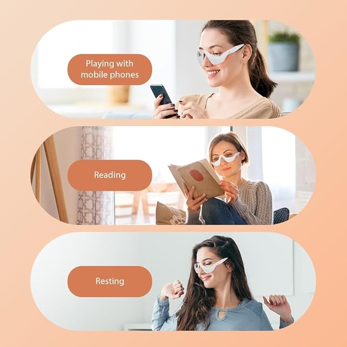 Red Light & Microcurrent Eye Massager – 3D Contour Under-Eye Device for Dark Circles, Puffiness, Fine Lines & Wrinkles – Rechargeable Anti-Aging Eye Therapy Glasses