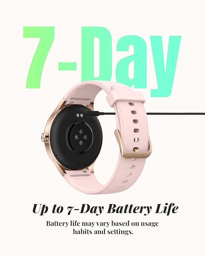 TOOBUR Smart Watch for Women, Smartwatch Compatible Android and iOS Phone, Answer/Make Calls, Fitness Tracker/Step Counter/Running Watch, Sleep/Heart Rate Monitor, 100 Sports, IP68 Waterproof, Pink