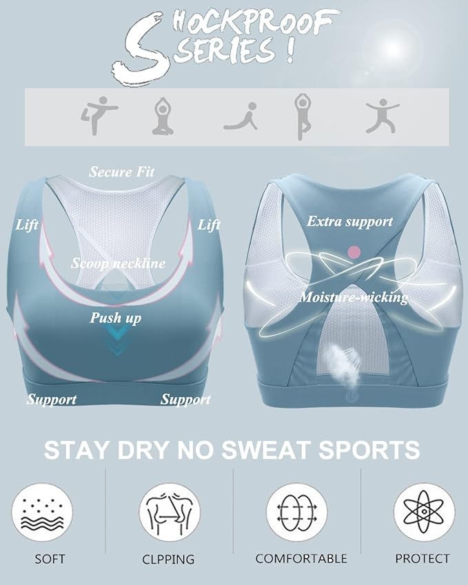 RUNNING GIRL High Impact Sports Bras for Women,Racerback Running Bra Workout Crop Tank Tops Longline Sports Bra Push up