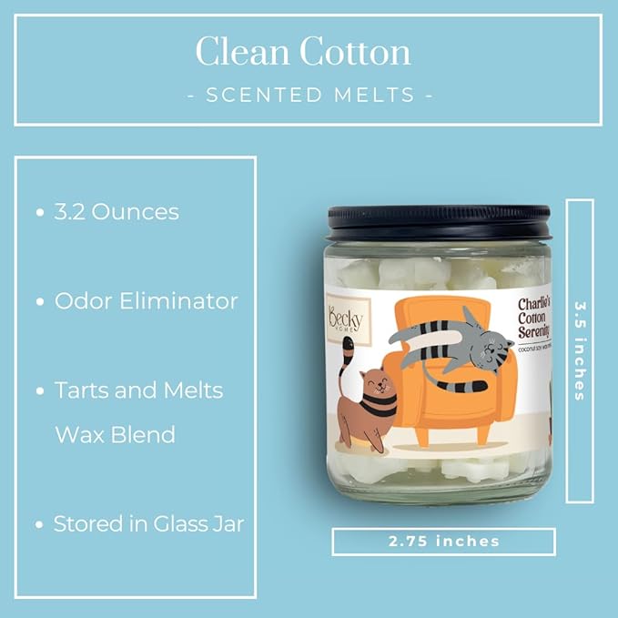 9oz Pet Odor Eliminator Wax Melts, Long-Lasting Cotton Scented, Non Toxic, Pets Odor Eliminating Wax Cubes, Natural Plant-Based Wax Blend