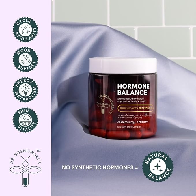 Dr Sosnowski's Hormone Balance | Multivitamin for Women to Support Hormonal Regulation, Energy, Mental Clarity & Skin | Bee Propolis, Ashwagandha, Dong Quai, Magnesium, B6 Vitamins | 60 Capsules