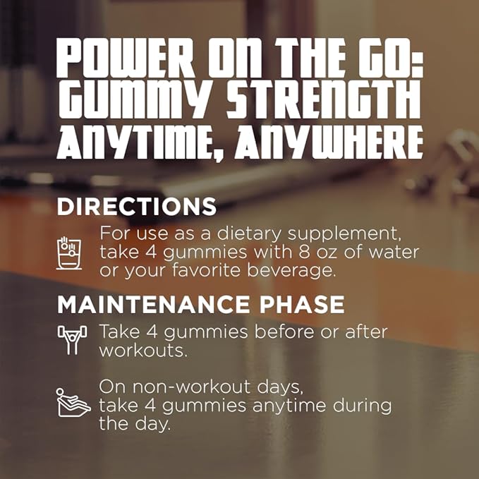 Old School Labs 5000mg Creatine Monohydrate Gummies, Optimized for Men and Women, Supports Lean Muscles & Recovery, Energy & Stamina - Real Creatine and Third Party Tested, 30 Servings, 120 Ct