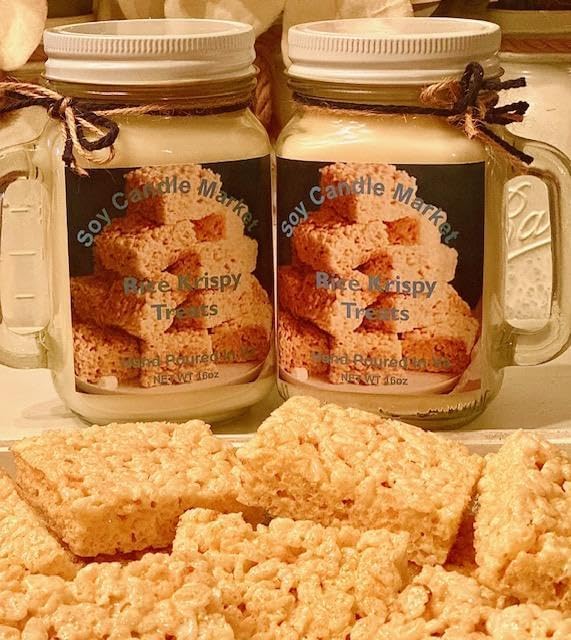 Soy Scented Candles | Handmade & Highly Aromatic Candles Burns Upto 85 Hours in Glass Jar - Perfect for Home Decor, Wedding, Birthday, Dinner (Rice Krispy Treats, 12 oz)