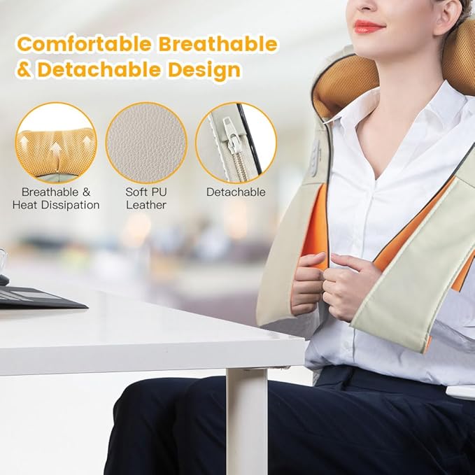 Cordless Neck and Should Massager, Kneading Neck and Back Massager for Pain Relief with Rechargeable Battery, Portable Body Massager