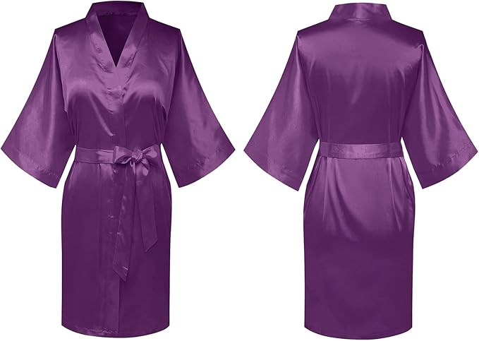 Women's Pure Short Silky Robes Bridesmaid Bride Party Satin Robes Sleepwear