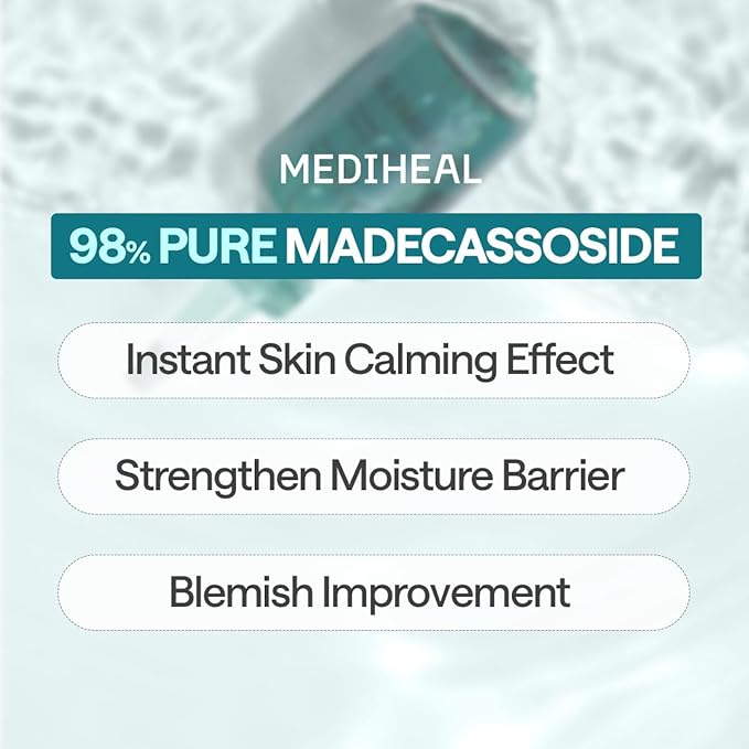 Mediheal Essential Mask (10pcs, Madecassoside) 98% Purity Madecassoside & Hyaluronic Acid Included. Enhancing Moisture Barrier & Skin Texture Care. Vegan Formula Sheet Mask