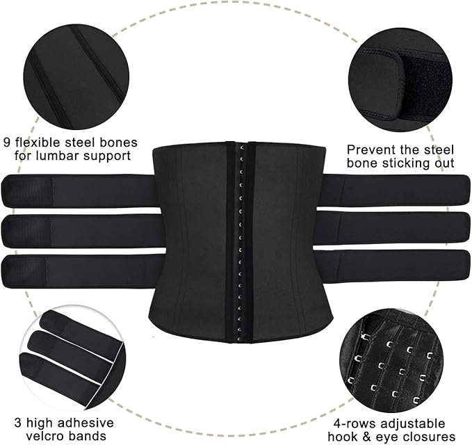 Hidyliu Mens Workout Waist Trainer Neoprene Corset Sauna Sweat Trimmer Cincher Slimming Belly with Belts