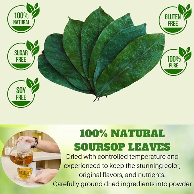 VIDA FARM Premium Dried Soursop Leaves Tea, 100% Natural Whole Guanabana Leaves, Hojas de Guanabana Para Te, Soursop Tea Leaves