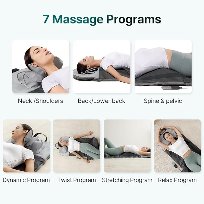 Klug Stretching Massager Classic, Effortless auto-Stretching Mat, Ease Back & Neck Pain with 3 Intensity Levels 7 Exceptional Programs, Foldable & Portable Design