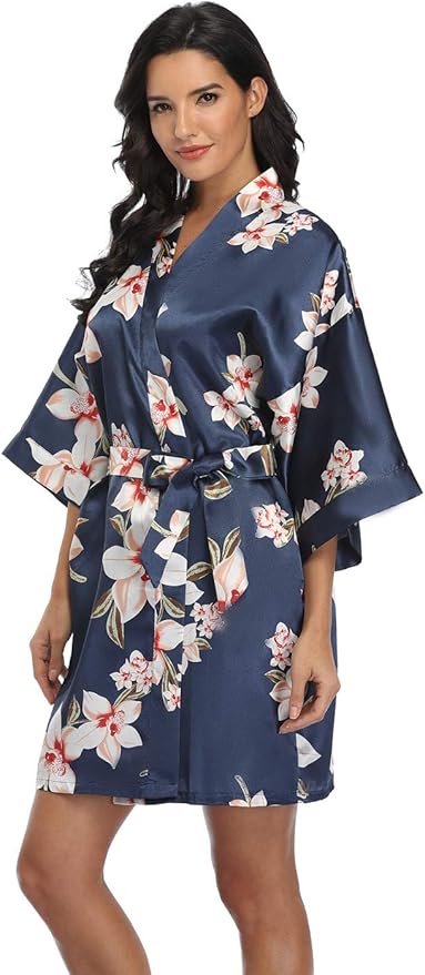 Women's Pure Short Silky Robes Bridesmaid Bride Party Satin Robes Sleepwear