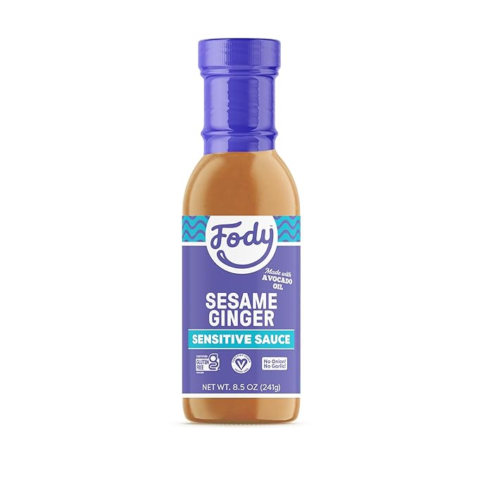 Fody Foods Sesame Ginger Sauce & Marinade, 8.5 Oz, Garlic and Onion Free, Low FODMAP Certified, Gut & IBS Friendly, Vegan, Non-GMO, Gluten Free, Keto Friendly