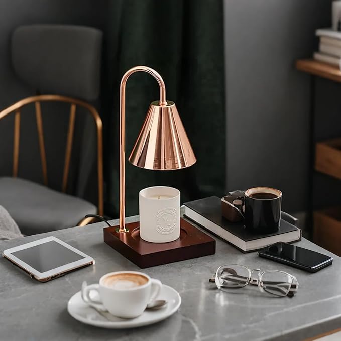 Candle Warmer Lamp with Timer-Electric, Home Decor, Dimmable Candle Light Warmer,House Warming Gifts New Home, Christmas Gifts for Women,Wax Melt Warmer for Jar Candles (Rose Gold)