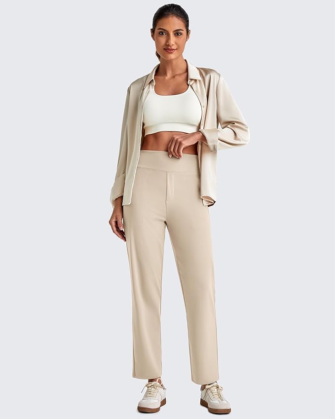 G4Free ShiftReady Womens Ankle Dress Yoga Pants with Pockets Stretchy Business Casual Slacks Work Trousers Travel Pant