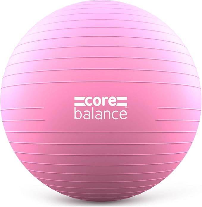 Core Balance Exercise Ball for Workouts, Anti-Burst and Slip Resistant, Swiss Yoga Ball for Pregnancy, Stability, Fitness and Physical Therapy, 4 Sizes, with Pump