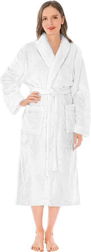 PAVILIA Premium Womens Plush Soft Robe Fluffy, Warm, Fleece Sherpa Shaggy Bathrobe