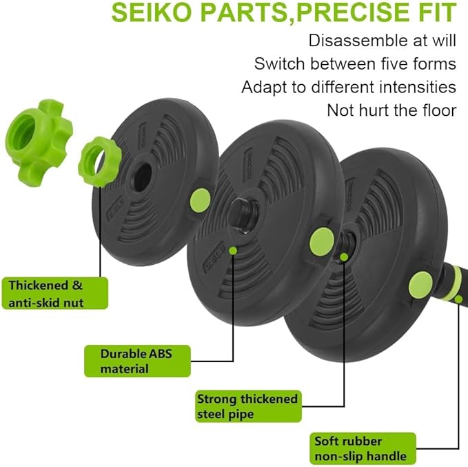Adjustable Dumbbell Set, 30/44/66/88Lbs Free Weight Set with Connector, 4 In1 Dumbbells Set Used As Barbell, Kettlebells, Push Up Stand,Green and Black