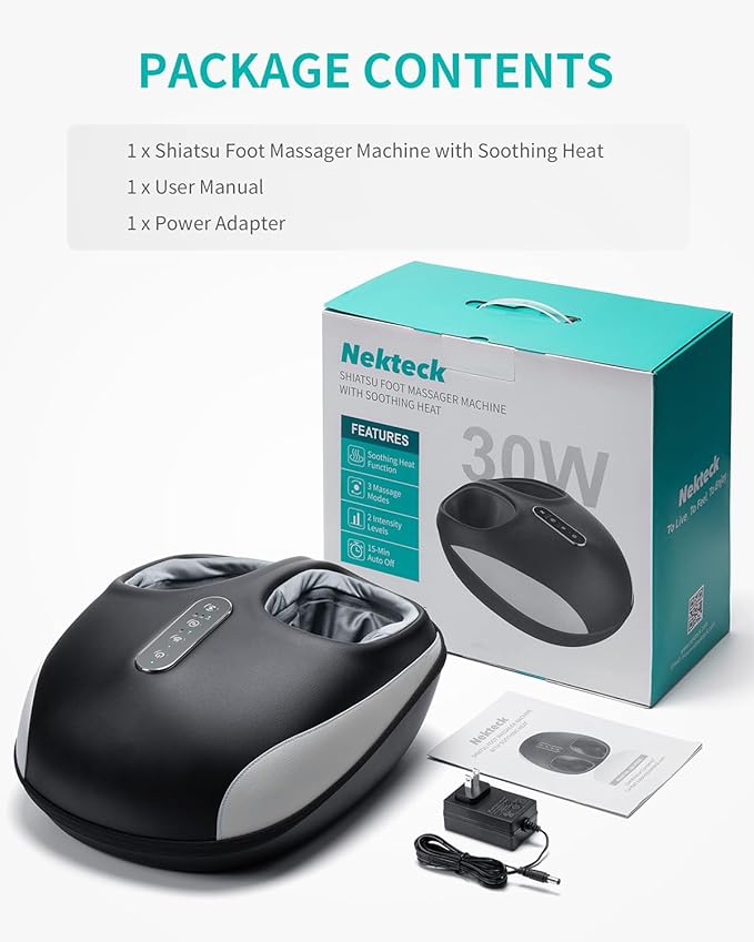 Nekteck Foot Massager Machine with Heat, Deep Kneading Shiatsu Foot Massager with Air Compression, Soothe Muscles, Multiple Massage Modes & Adjustable Intensity Christmas Gifts for Her & Him