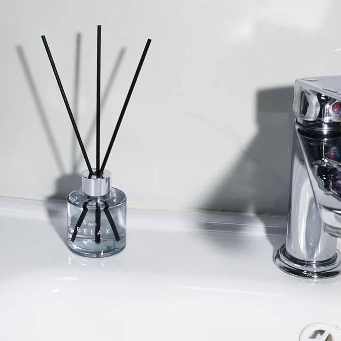 5.07 oz Reed Diffusers with 12 Black Fiber Sticks, 3 Pack Jasmine Apple Lemon Scent Diffusers for Home,Long Lasting Reed Diffuser Set, Up to 90 Days