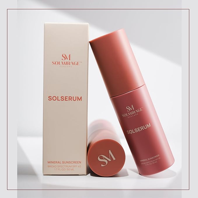 Solserum Mineral Sunscreen SPF 40—Dermatologist-Formulated Facial SPF Serum with Non-Nano Zinc Oxide, Niacinamide & Antioxidants—Lightweight, Tint to Sheer Application, No White Cast, Dewy Finish
