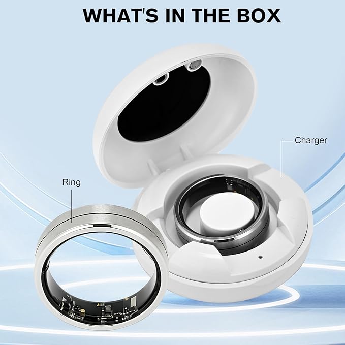 KppeX Smart Health Ring X1 Kit-Sleep Tracking Wearable - Heart Rate - Fitness Tracker - Up to 5 Days of Battery Life-IP68 Waterproof-No Subscription Fee for iOS and Android-8# Steel Color