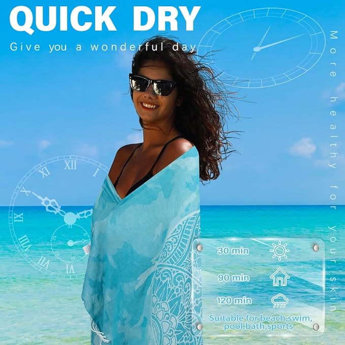 Thin Turkish Beach Towel Lightweight Quick Dry Absorbent Cotton Bathroom Bath Pool Swim Towels Extra Large Oversized Sand Free Beach Accessories Essentials Cloud Gifts for Adult