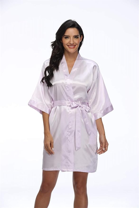 Women's Pure Short Silky Robes Bridesmaid Bride Party Satin Robes Sleepwear