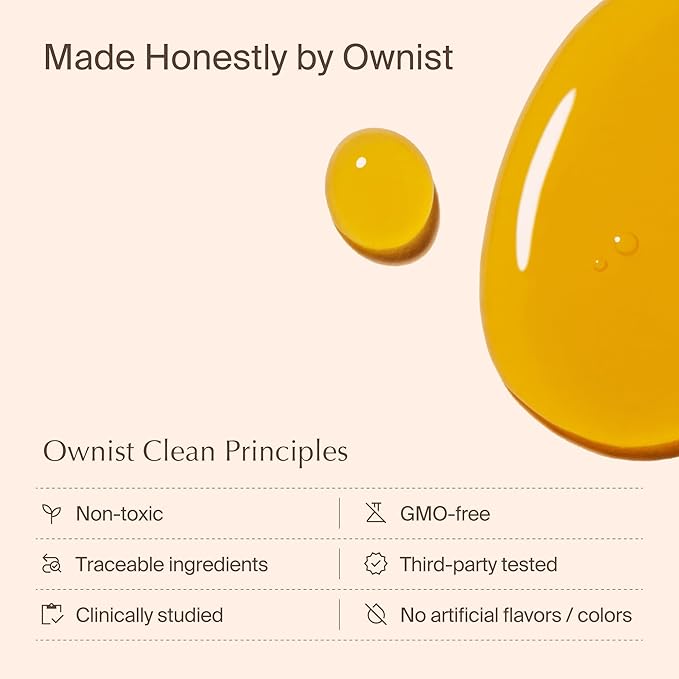 Ownist Triple Collagen Liquid Packets On-The-Go - Peptides with Hydrolyzed Marine Collagen, Elastin, Hyaluronic Acid and Vitamin for Healthy Skin - Orange Flavor - 14 Individual Stick Packs