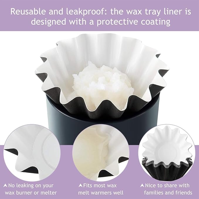 Boao Wax Melt Liners Reusable Wax Warmer Containers Leakproof Cups for Scented Candle, Paper Holders for Electric Pluggable Melter and Burner(Purple,25 Pieces)