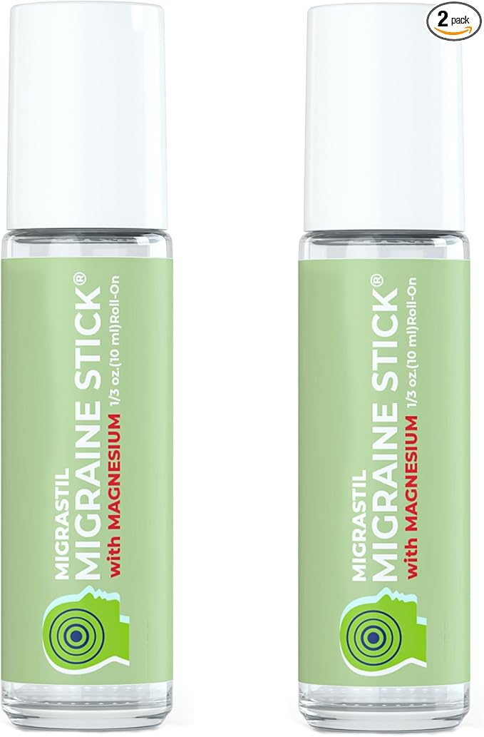 Migrastil Migraine Stick with Magnesium Cooling Peppermint Eucalyptus Essential Oil Topical Magnesium for Headache Support. Made in The USA 10 ml 2-Pack
