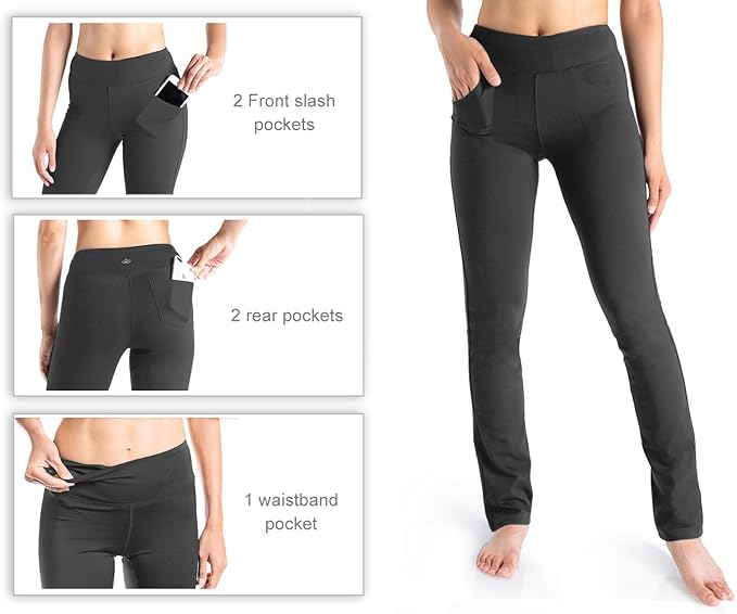Yogipace,5 Pockets,25"/27"/29"/31"/33"/35"/37",Women's Straight Leg Yoga Dress Pants Workout Pants