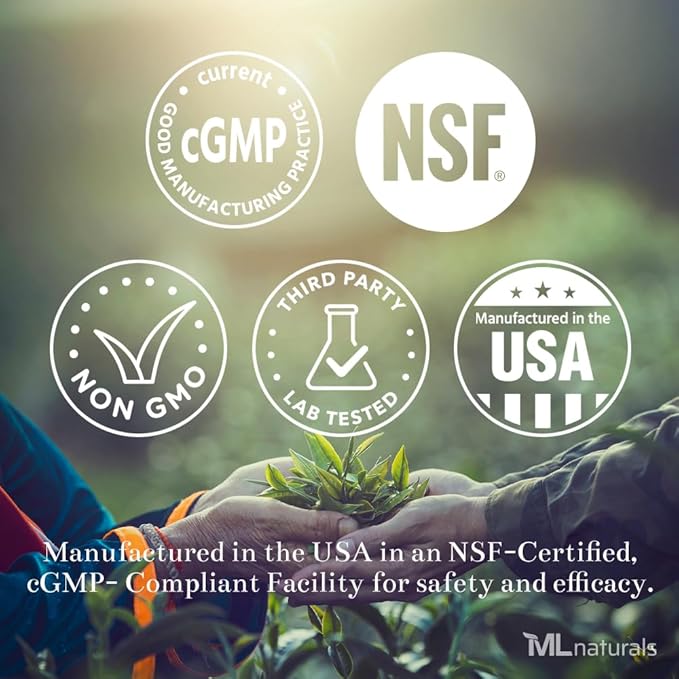 ML Naturals Turmeric Curcumin 180 Vegetable Capsules Organic Turmeric 1,800 mg. Turmeric Root 7,500 mg Equivalent - 300 mg of 25:1 Extract. NSF-Certified & cGMP-Compliant,Third-Party Lab Tested
