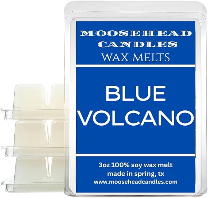 Blue Volcano Wax Melts β 4 Pack Soy Wax Cubes | Tropical Fruit & Citrus Scent with Pineapple, Goji Berry, Mango & Driftwood | Long-Lasting Fragrance for Wax Warmers | Pet Safe, Hand Poured in USA