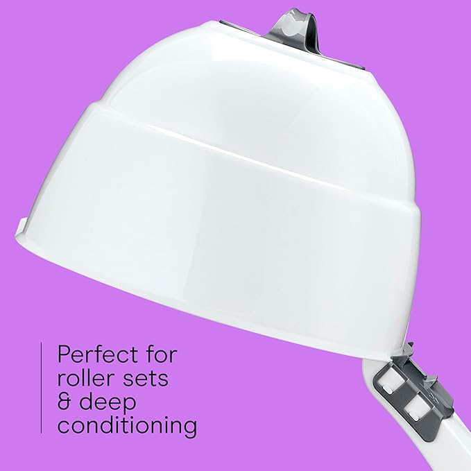 Conair Pro Style Bonnet Hair Dryer, 2 Heat Settings, Adjustable Height, Extra-Large Hood Size, 1875W Pro Style Bonnet Ionic Hair Dryer for Women, White