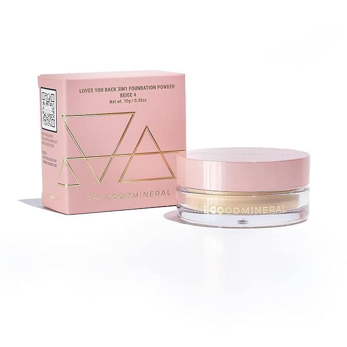 Loves-You-Back 3in1 Mineral Powder Foundation (BEIGE 4) | Designed for acne-prone, sensitive skin | Smooths skin and covers dark circles with Natural Coverage | Vegan + Cruelty Free