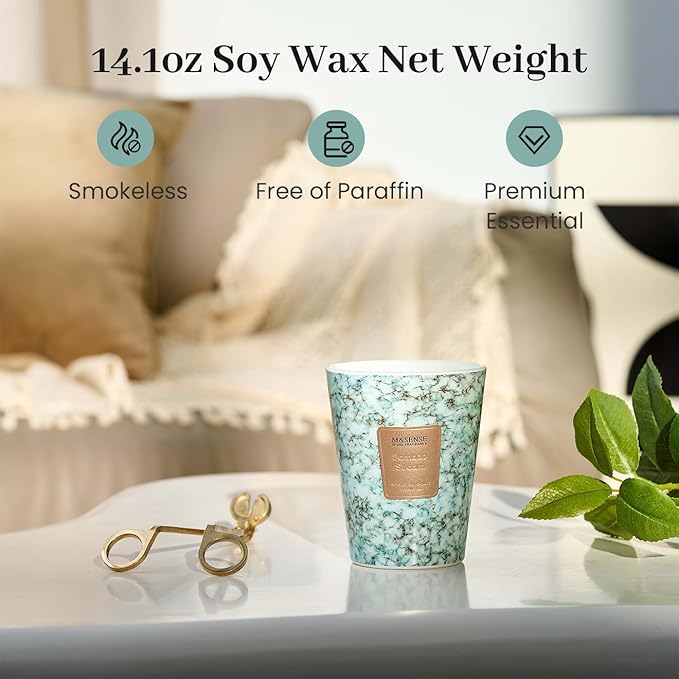 M&SENSE BambooStream Scented Candles for Home, Lead-Free Wick Highly Scented Jar Candles, 14.1 Oz 80 Hours Lasting Burning Candles Gifts for Women, Relaxing Aromatherapy Candle for Stress Relief