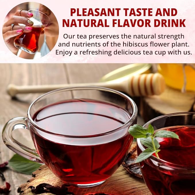 VIDA FARM 100 Hibiscus Tea Bags, 100% Natural Dried Hibiscus Flowers Tea Bags, No Sugar, No Caffeine, No Gluten