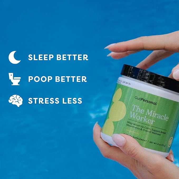 The Miracle Worker Magnesium Glycinate Powder for Sleep - Chelated Magnesium Drink Powder Supplement Helps Reduce Stress & Regularity While Easing Muscle Cramps with Strawberry Flavor - 30 Servings
