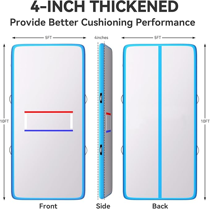 Wrestling Mat Inflatable 5FT/6.6FT/10FT/13FT/16.5FT, Foldable 4" Thick Jiu Jitsu Mats for Home Outdoor Indoor, Waterproof PVC Mat for Gymnastics, Water Yoga, PE Training, BJJ, MMA, Grappling