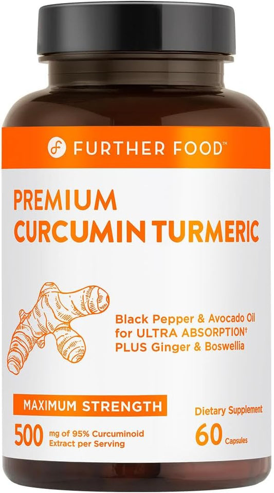 Further Food Premium Curcumin Turmeric, Maximum Strength, 500 mg, 60 Capsules