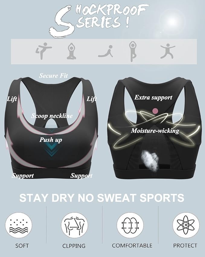RUNNING GIRL High Impact Sports Bras for Women,Racerback Running Bra Workout Crop Tank Tops Longline Sports Bra Push up
