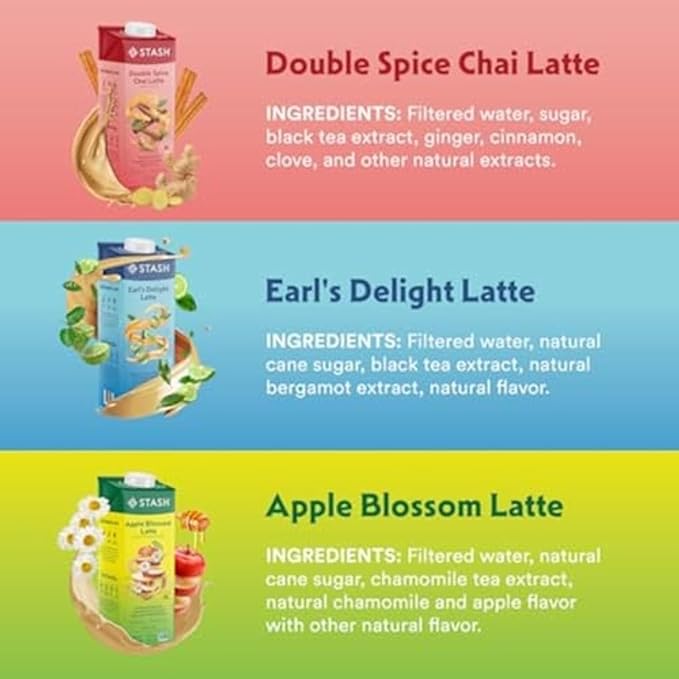 STASH Apple Blossom Latte - Dairy Free Plant Based Chamomile Tea Concentrate - Caffeine-Free - 32 fl oz, 5 Servings (Pack of 6)