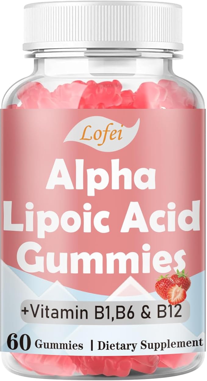 Alpha Lipoic Acid Gummies 600mg with Vitamin B1,B6 & B12,Sugar Free,ALA Supplement for Energy* & Vi*tality,High Absorption,Non-GMO, Vegan, Gluten-Free,Raspberry Flavor,60 Gummies