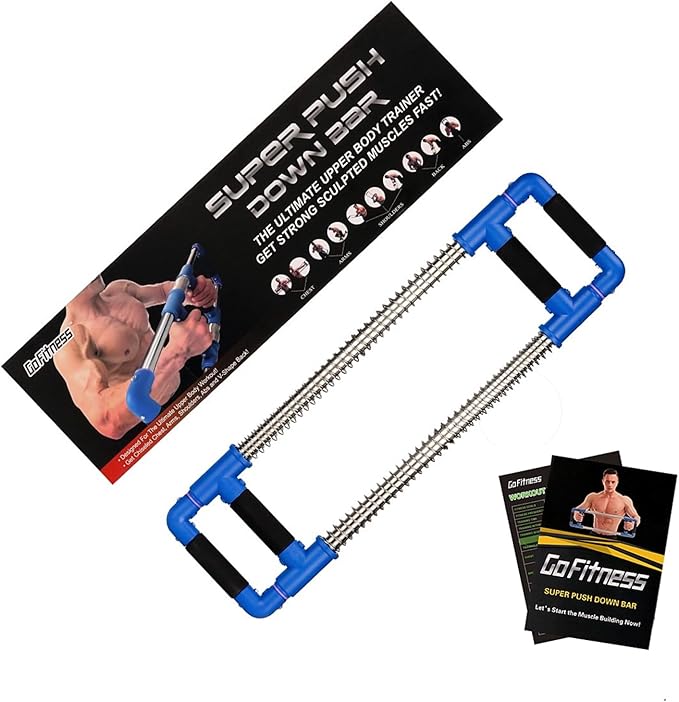 GoFitness Push Down Machine - Chest Exerciser at Home Workout Equipment, Arm Trainer - Portable Spring Resistance Exercise Gym Kit for Home, Travel or Outdoors