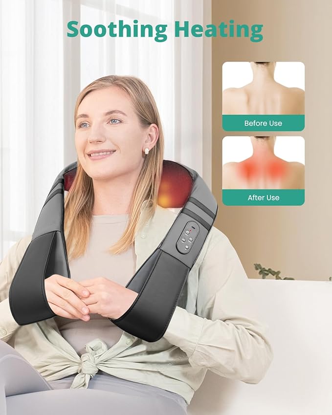 Medcursor Neck Massager with Heat for Pain Relief Deep Tissue, Rechargeable, Shiatsu Neck and Shoulder Massager, Ideal Gifts for Men, Women, Mom & Dad