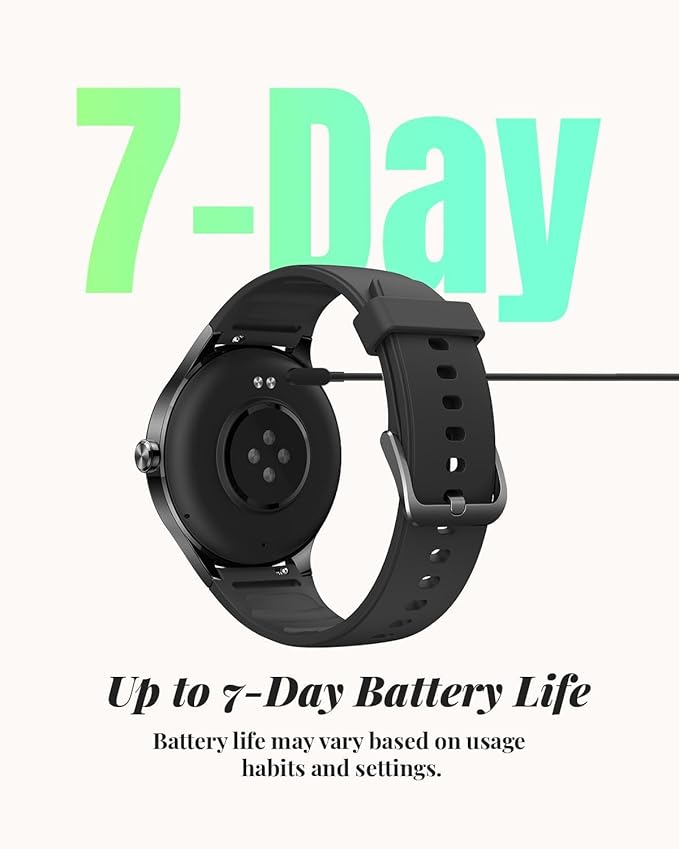 TOOBUR Smart Watch for Women, Smartwatch Compatible Android and iOS Phone, Answer/Make Calls, Fitness Tracker/Step Counter/Running Watch, Sleep/Heart Rate Monitor, 100 Sports, IP68 Waterproof, Black