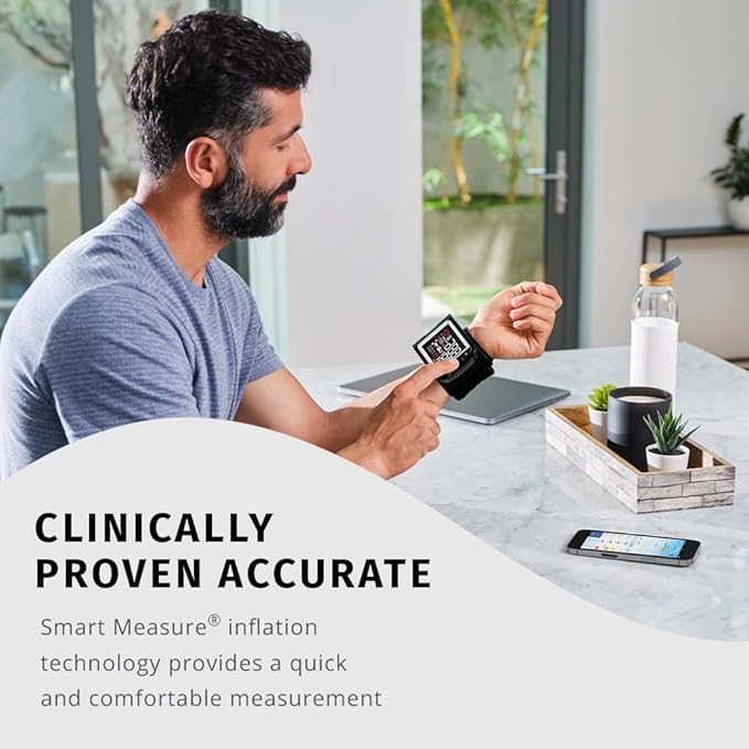 HoMedics Premium Wrist Blood Pressure Monitor, Clinically Proven Accurate, Wrist Positioning Guide, AM/PM Averaging, Irregular Heartbeat Detector, Smart Measure Inflation Technology